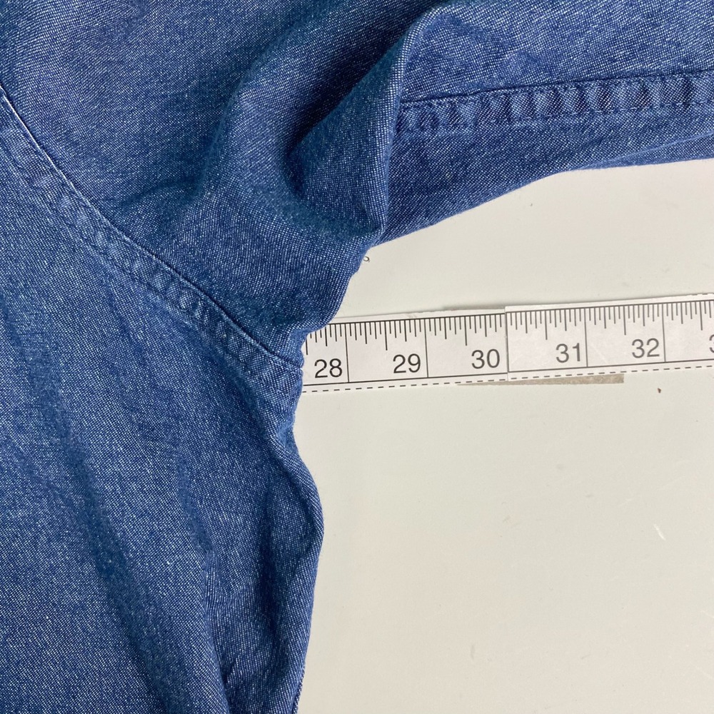 Wrangler Men's Size Tall 3XL Shirt Premium Denim Long Sleeve Comfort Flex Blue - Picture 7 of 9